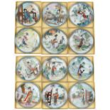 Property of a lady - a complete set of twelve Imperial Jingdezhen porcelain plates, 'The Beauties of