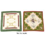 Property of a lady - a Hermes silk scarf - Bordeaux Port Oceane; together with a Gucci silk scarf (