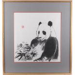 A collection of works by Pauline Bull, nee Davies (b.1957) - A PANDA BEAR WITH BAMBOO - wash