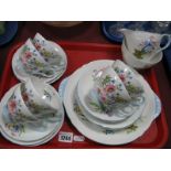 Shelley 'Wild Flowers' Tea Ware, of twenty two pieces:- One Tray