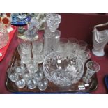 Whisky Decanter and Glasses, fruit bowl, etc:- One Tray