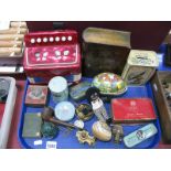 Mini Concertina, tins, Queen Elizabeth II Coronation pencil sharpeners, tunic buttons etc:- One