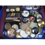 A Collection of Assorted Ladies Powder Compacts, jewellery box, etc:- One Tray