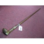 A Sunday Golf Club 'Sabbath Stick' Walking Cane, with triangular ivorine plate to club face and