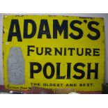 A Rare Early XX Century Sheffield Enamel Sign "Adams's Furniture Polish, The Oldest and Best,