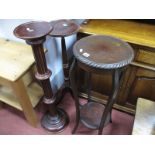 A 1920's Mahogany Jardiniere Stand, with a gadrooned edge, together with two other pedestals. (3)