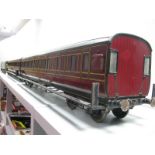 A Pair of Five Inch Gauge "Ride on" Coaches by Aristocraft, L.M.S maroon livery, composite No. 10027