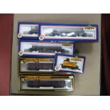 Six Items OO Gauge Rolling Stock, two Mainline Bogie milk Vans - three Bachmann Bogie Wagons, Ref