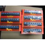 Seven Hornby 'OO' Gauge/4mm 'The Coronation Scot' Blue/Silver Coaches, ref R.422 L.M.S 1st Class and
