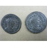 Two Roman Antoniniani Galionus, two victories holding SC before palm tree, Caracalla Antoninianius D