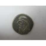 Parthia Mithradates II Silver Dracham Selwood 27, near very fine.