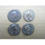 Four Roman Denarii Sabina, Trajan, Antoninus,, Pius, including Nerva Fortuna, old collection cabinet