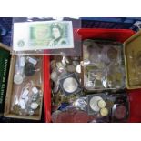 A Quantity of G.B. and Overseas Coinage Predominantly Base Metal But Some Silver Coins Noted,