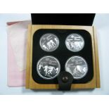 Olympic Games Proof Silver Coin Set, Montreal 1976, 10 Dollars (2), 5 Dollars (2), presented in a