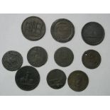 British Tokens Doncaster 1812, Sheffield Roscoe Place, Sheffield Buttons, Hull ½, 11 coins in total,