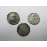 Roman Siliqua X 3 Honorius, in near fine condition, Julian II in very fine condition, one in near