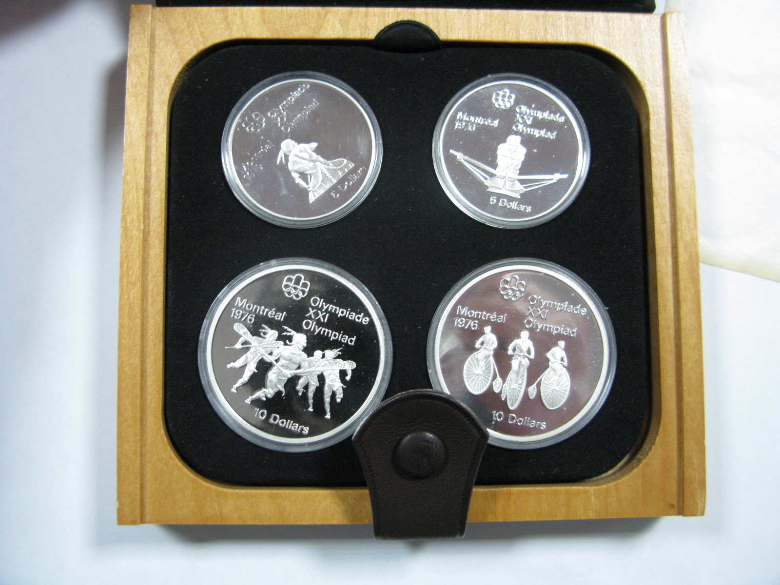 Olympic Games Proof Silver Coin Set, Montreal 1976, 10 Dollars (2), 5 Dollars (2), presented in a