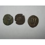 Three Arab Byzantine, copies of Byzantine Follis, early 7th Century, copper F.