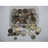 British Empire South Africa Silver and Bronze Coins, 6 silver crowns, 8 halfcrowns. 7 florins, 14