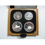 Olympic Games Proof Silver Coin Set, Montreal 1976, 10 Dollars (2), 5 Dollars (2), presented in a