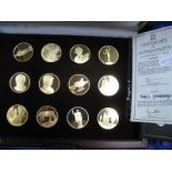 A John Pinches The Treasures of Pompeii Proof Medallion Set, (12 medals) bronze with gold plating