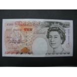 Bank of England 'First Run' Ten Pounds Banknote, DD01 000319, chief cashier, Kentfield, high grade.