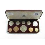 Royal Mint Queen Elizabeth II 1953 Coronation Specimen Proof Set, (ten coins) five shillings -