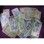 Over Fifty Overseas Banknotes, all from circulation including United States One Dollar (series