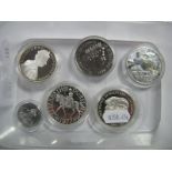 Six Encapsulated Coins, including Guernsey 2010 five pounds 'Battle of Britain 1940' (2), silver