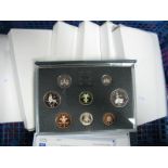 Seven Royal Mint United Kingdom Proof Coin Sets, 1990, 1991, 1993, 1994, 1995, 1998, 1999, presented