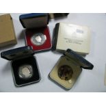 Four Silver Crown Sized Coins/Medallions, including 1978 Commonwealth of the Bahamas ten dollars,