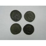 Four Roman IV Century Follis Diocletian Good Detail Maximianus Roma Seated in Six Columned Temple;