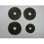 China Lot of 4 Ming and Ming Rebel Bronze Multiple Cash.