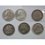 British Victorian Floirins, 1898, 1901 1899,1897 (better) 1895, 1900 all in near fine condition