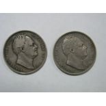 William IV Halfcrowns, 1834, in near very fine condition, nice tone, 1835 in near fine condition,