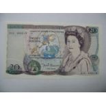 Bank of England 'First Run' Twenty Pounds Banknote, 01A 302513, chief cashier - Somerset, high