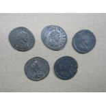 Five Roman IV Century Antoniniani Diocletian Maximinus, various types noted Diocletian Mars, nice