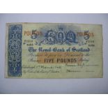 A Royal Bank of Scotland Five Pounds Banknote, 1st March 1943, William Whyte (Cashier and General