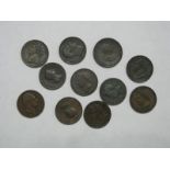 British Early Farthings, 1823, 1831, 1799, 1830, 1828, 1826, 1821, 1807, 1822, 1806, 1837.