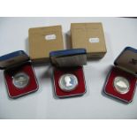 Five Royal Mint Queen Elizabeth II 1977 Silver Jubilee Commemorative Silver Proof Coins,