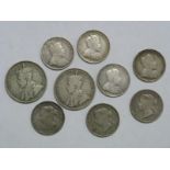 Canada Silver Coins, 1929 50 cent, 1917 25 cents 1872 in good fine toned condition 1882-1900 in fair