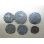 Elizabeth I Half Groat 1602 Initial Mark 2; James I half groat no date plus Rose farthing, cut