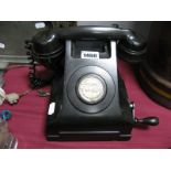 A c.1950's Black Bakelite Ericson Mining Table Telephone, with label marked "Pit Head".