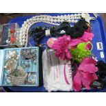 A Mixed Lot of Assorted Hair Accessories and Costume Jewellery, etc, including two jewellery boxes:-