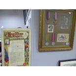 A WWII Framed Sentimental Display of Four Medals, including 1939/45 Star, France-Germany Star,