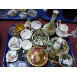 Coalport 'Shrewsbury' Trinket Box, cabinet cups and saucers, other miniatures:- One Tray