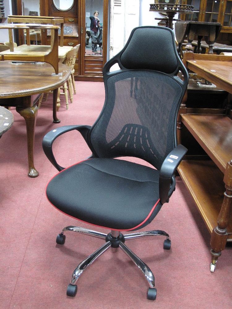 A Black Adjustable Office Chair.