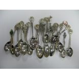 Souvenir and Other Teaspoons, pair of hallmarked silver teaspoons with dog head finial, F. Cobb & Co