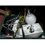 Desk Lamp, pair of brass table lamps, candle power spotlight, etc:- One Box