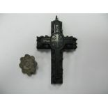 A Victorian Hallmarked Silver Brooch; together with a large ornate Victorian jet cross. (2)